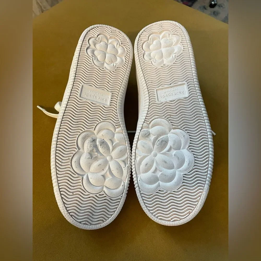 kate spade Bolt Gem Leather Sneakers White Size 8